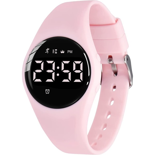 Kids Watch Digital Sports Watch Fitness Tracker med vekkerklokke pink