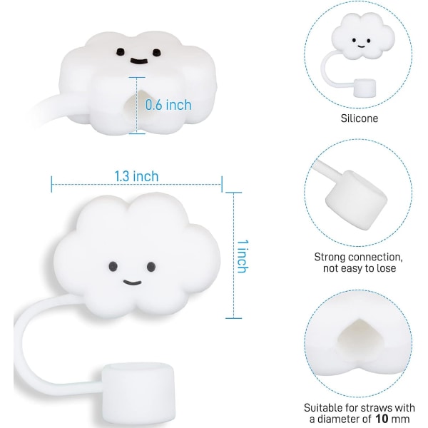 5 kpl Cloud Straw kansi, söpö silikonipilven olkikansi, olki suoja
