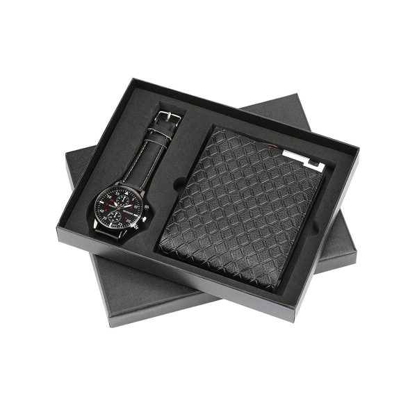 Lyx Watch Business Quartz Armbandsur Herrplånbok Set för pojkvän