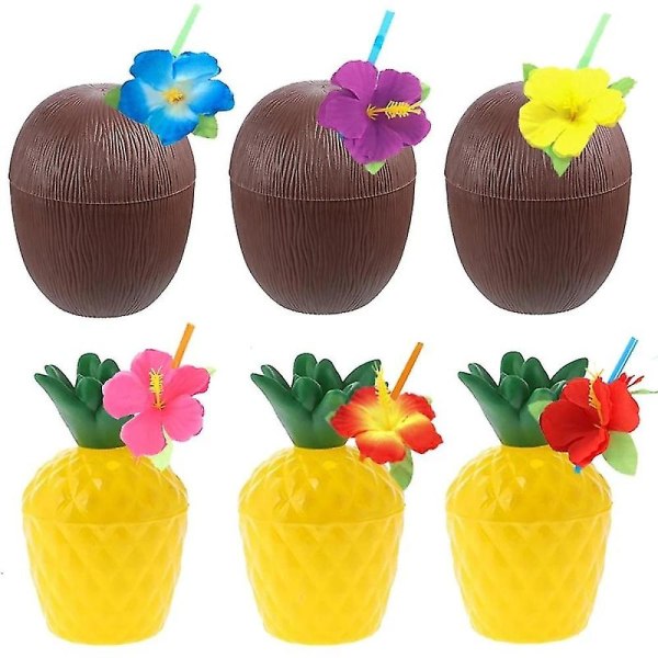12kpl Hawaiian Party Coconut Ananas Cups Luau Party Summer Beach Party Syntymäpäivä Havaijin Party T