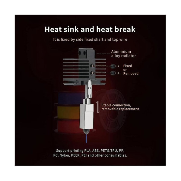 Op til 500c højtemperatur hotend med belagt kobbervarmeblok Titanium Heatbreak For Carbon Co