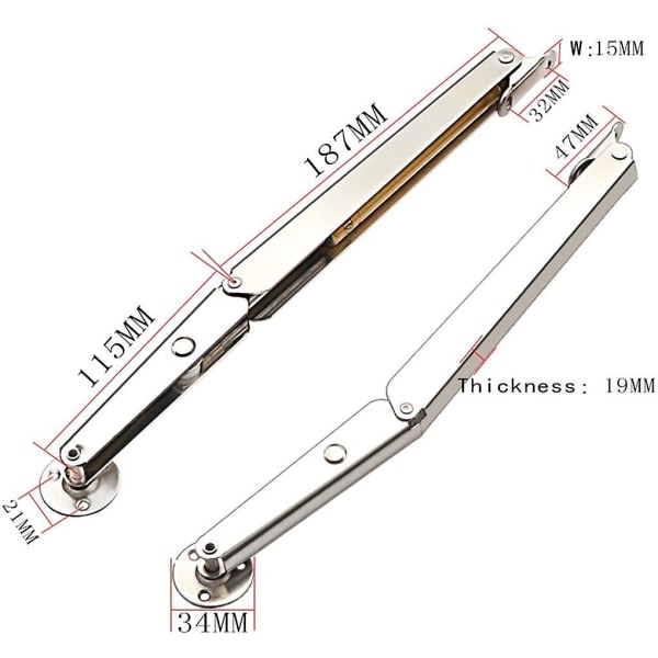 2 Pneumatic Lid Lifters (200n/44lb) Gas Spring Supported Hinges