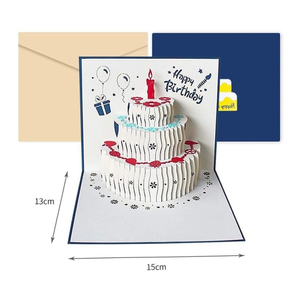 3D Pop Up gratulationskort Födelsedagskort med rött ljus blå