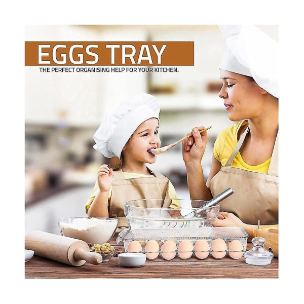 Äggbehållare 14 Äggbehållare med lock & handtag, ägghållare för kyl, äggförvaring & äggstrå