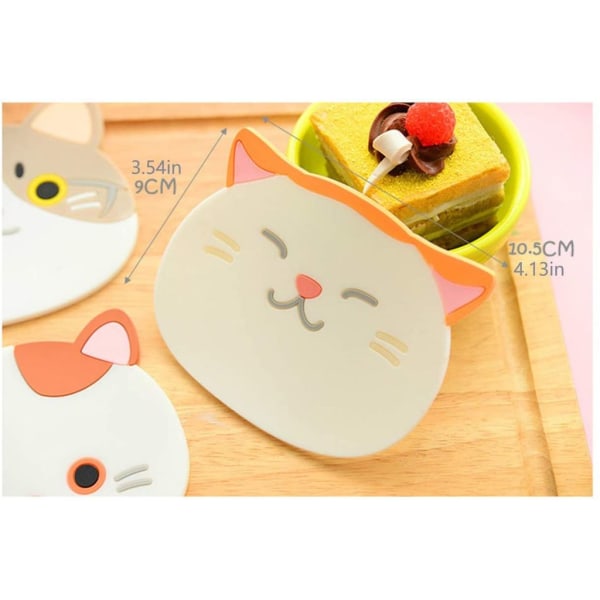 6 stk Silikon Cat Coaster Cat Bowl Silikonmatte Søt tegneserie kattekopp krus Gummimatte Vinkopp Te Drikke Øl Hjem Kjøkken