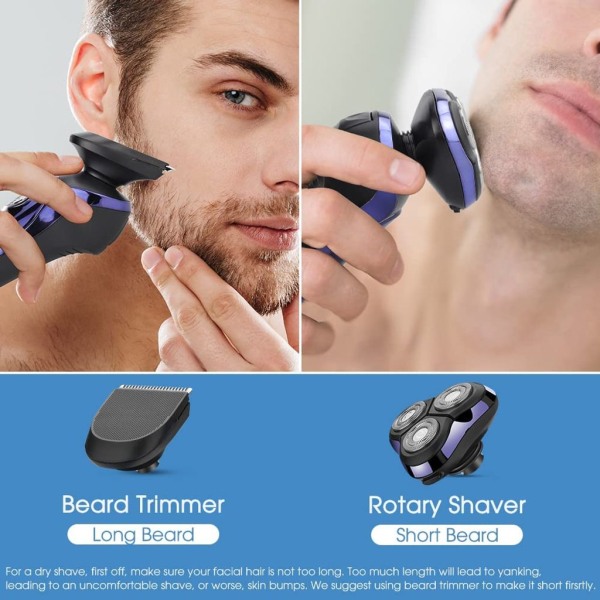 Elektrisk barbermaskin med presisjonstrimmer og skjeggtrimmer