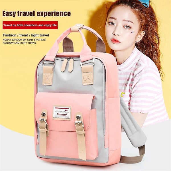 Ryggsekk Vanntett Casual Student Campus Bag Reisecomputer white red