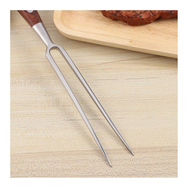 Carving gaffel rostfritt stål med trähandtag grillgaffel