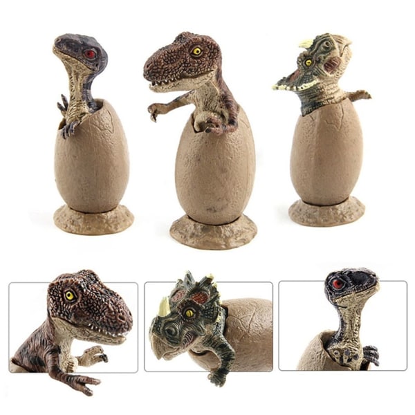3 stk/sett ødelagt skall dinosaur egg leketøy modell med base klekking dinosaur egg ødelagt skall pedagogiske barneleker