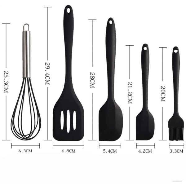 5 kpl Spatula set keittiövälineitä black