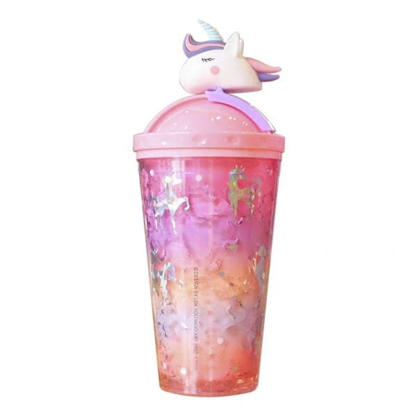 Unicorn Ice Cup Gradient Girl Heart Straw Cup pink
