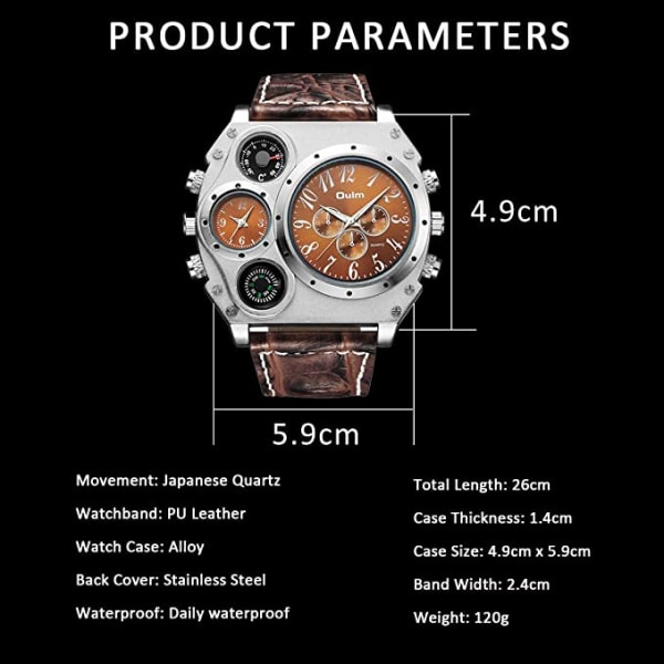 Cool Round Watch Display termometer Dual Time Dial