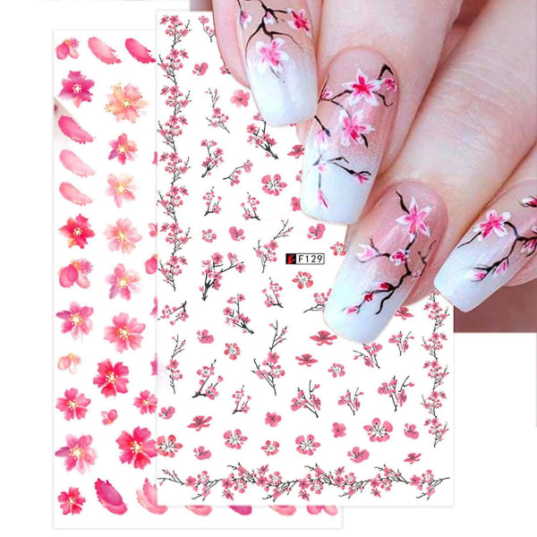 Nail Stickers Blomster Selvklebende DIY Nail Art dekorasjon for kvinner