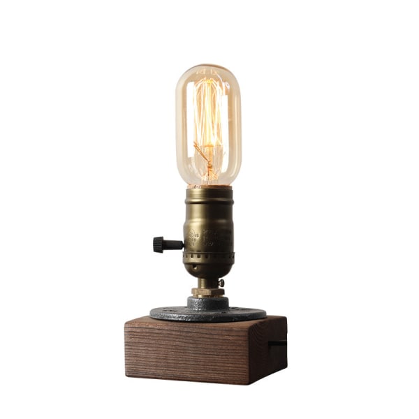 Industriell Steampunk skrivbordslampa, e27 lampor med träfot