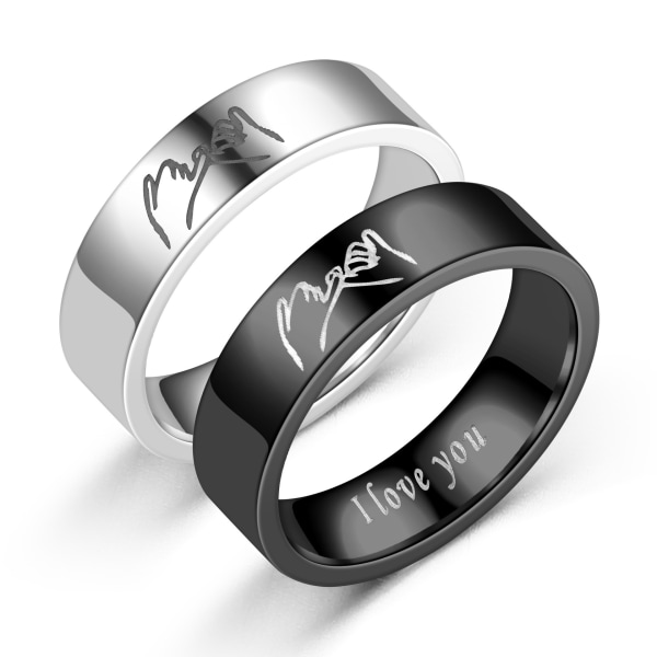 Sæt med 2 par ringe Titanium stål smykker