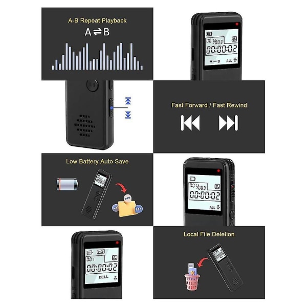 32gb digital röstinspelare med uppspelning, 1536kbps röstinspelare penna för föreläsningar, företag, Ente