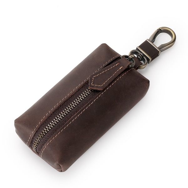 Herr plånbok i äkta läder Dragkedja Miniplånbok för kreditkortshållare