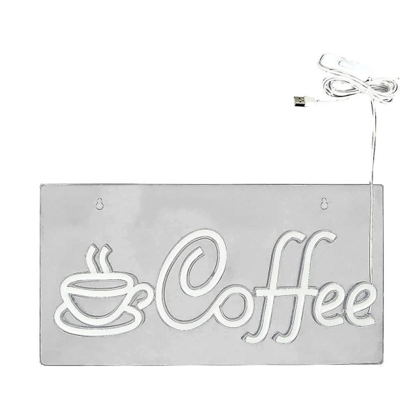 Kaffeskylt, USB driven kaffeskylt med metallkedja, led-kaffeskyltar för väggdekor, café, Resta