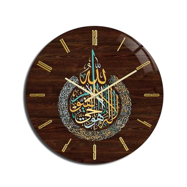 Muslimsk Eid Stue Ur på væg Akryl Vintage runde ure Dekoration Hjem Soveværelse Kunst Let at Re