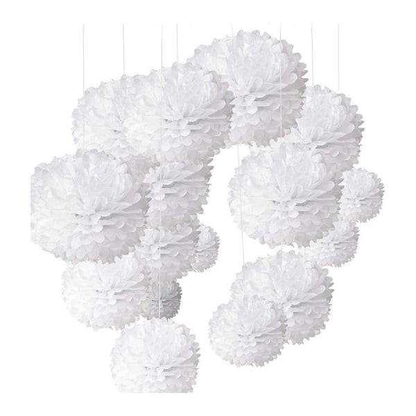 24 stk Sæt Papirkvaster Blomst Pompom kvaster Tissue Papir