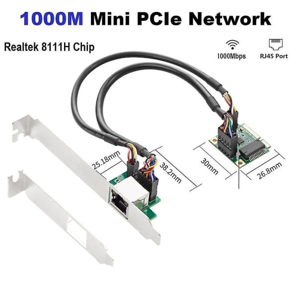 Mini Pcie Gigabit 1000m kablet netværkskort Ethernet Single-netværk Single Mouth Rj45 Free Rtl8111h