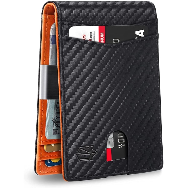 Herre Slim Wallet Stor Kapacitet 12 Slot Blokering Carbon Fiber