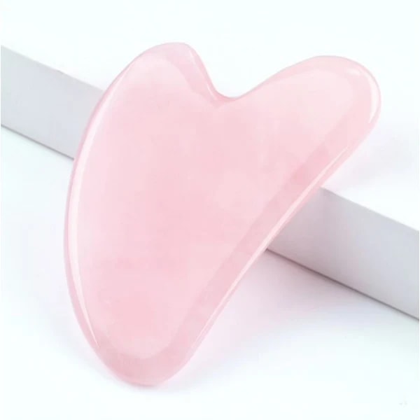 Naturlig Gua Sha Jade Rose Quartz Stone Panel Værktøj Pink Crystal Jade Hjerteform Gua Sha Pad - Rosa