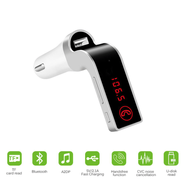 Bluetooth auton FM-lähetinmodulaattori MP3 USB hopea