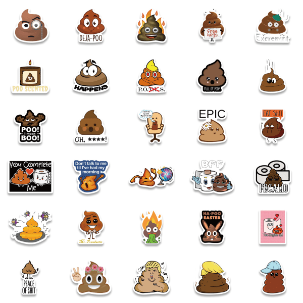 60 tegneserie-parodi poop-emoji-klistremerker for koffertdekorasjon