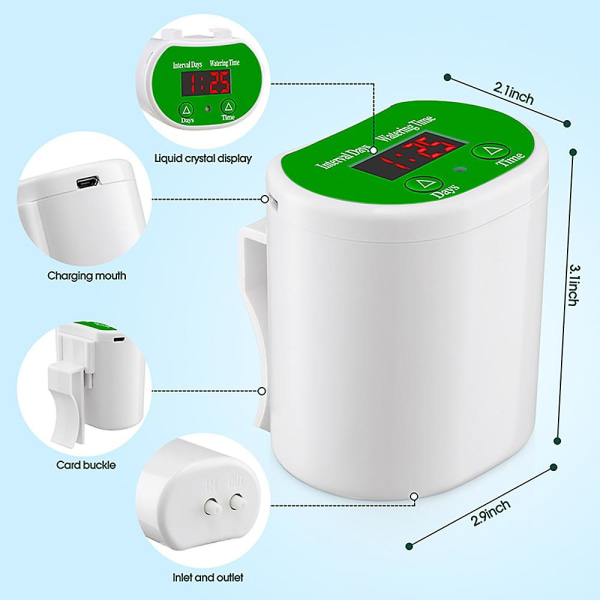 Automatiskt bevattningssystem inomhus med USB laddare, droppbevattningskit, automatisk bevattningsanordning för 8 krukväxter för hemträdgård vit