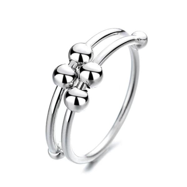 Anti stress ring justerbar koppar silver mikro rörlig pärla roterande ring