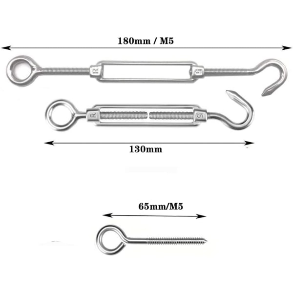 30m/2mm ståltausett med M5 kraftig vaierstrammer