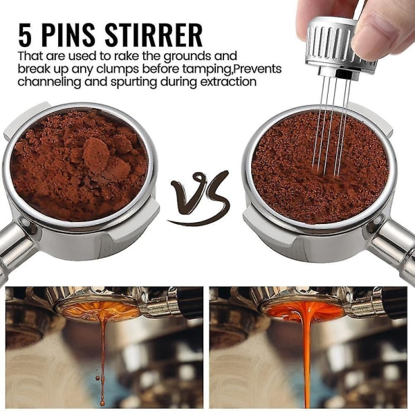 2 i 1 53,3 mm Espresso Samper & , Kaffe Tamper Med Omrörare, Rostfritt stål Espresso Presser Tool