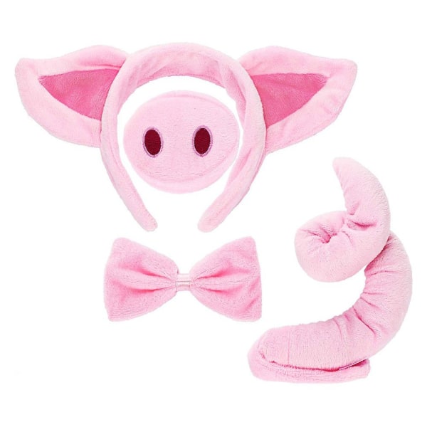Svin kostume sæt grise ører næse hale og sløjfe Pink grise kostume