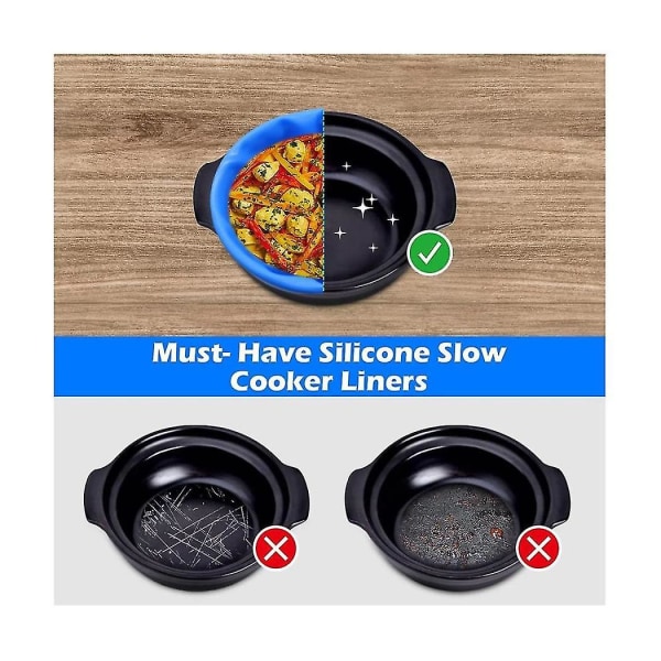 2 pakke Slow Cooker Liners - Genanvendelig komfuropdeler, silikone madlavningsposer Passer 6 Quarts Pot (rød+bl