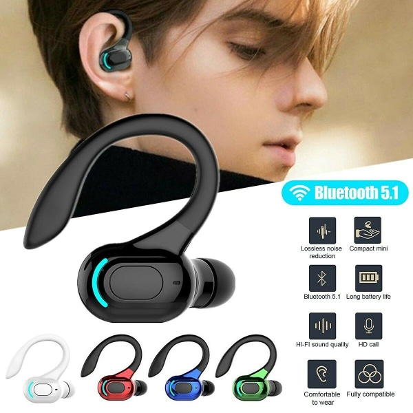 Trådlösa hörlurar, hörlurar, Bluetooth 5.1-hörlurar Trådlösa hörlurar  Hörlurar Stereo hörlurar Öronkrok Ny design enkelöra black d042 | black |  Fyndiq