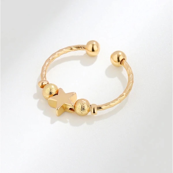 Nyt produkt ring stjerneformet justerbar anti-stress ring anti-stress angst ring kobber guld gold