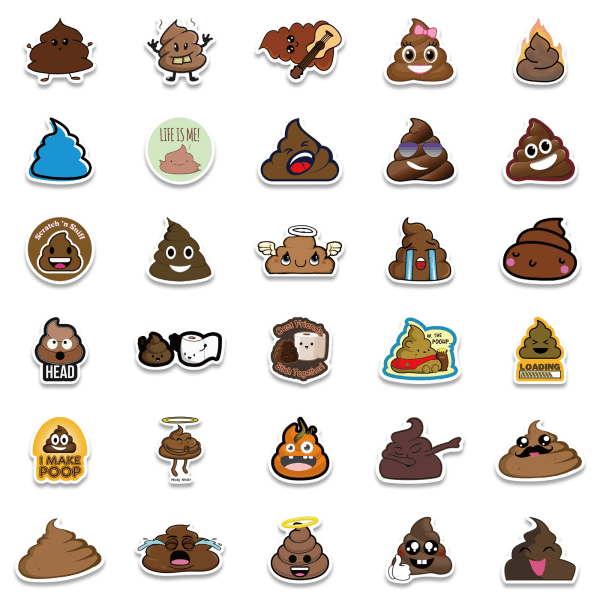 60 tegneserie-parodi poop-emoji-klistremerker for koffertdekorasjon