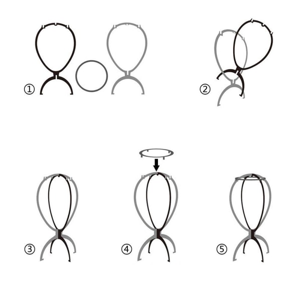 Peruk Stativ Set Bärbar hopfällbar bipacksedel Plast Perukhållare