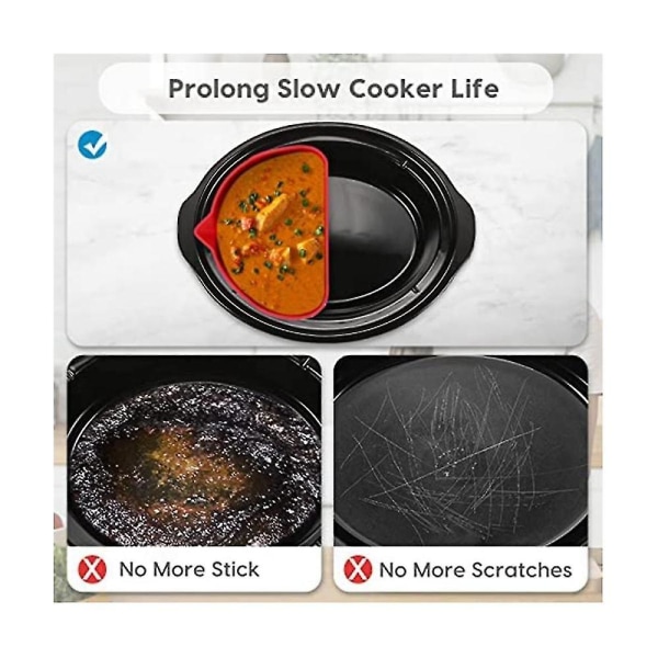 Slow Cooker Divider Liner Fit 6 Qt Crock Pots, Återanvändbar och läckagesäker Silikon Divider Insats, Dishwa