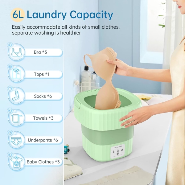 Mini foldebart bærbart vaskekar, lille vaskemaskine, velegnet til babytøj, undertøj eller småting yellow