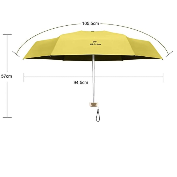 Kompakt, hopfällbart UV-paraply för vuxna och barn yellow