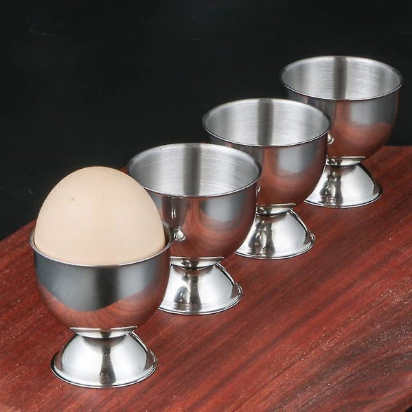 8 pakkauksen munakuppipidikettä 8 lusikalla, ruostumattomasta teräksestä set munakuppisarja pehmeille ja kovaksi keitetyille munille