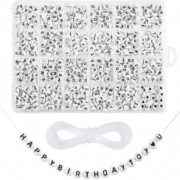 Tee-se-itse - Helmilaatikko - Kirjehelmiä - 1400kpl + Elastinen lanka Valkoinen