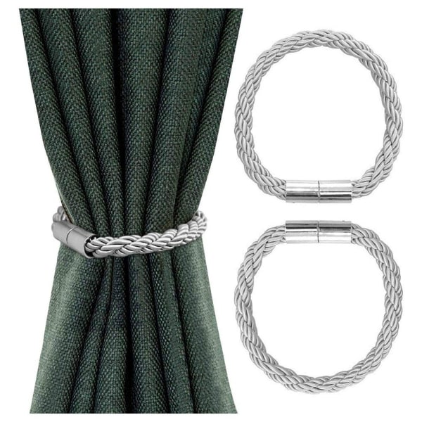 Magnetiska gardinbindningar, gardinbindningar, 2-delade slipsar grå