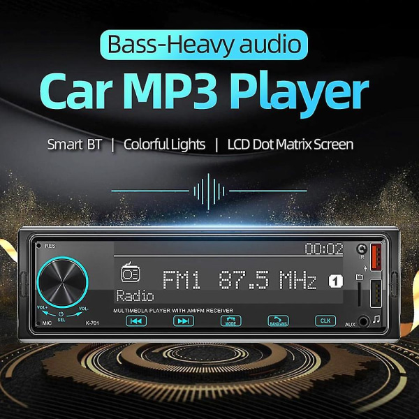 Autoradio 1 Din Bil Bluetooth Radio Bil Aux-in Mp3-afspiller Fm Usb Auto Stereo Audio Stereo Digital A