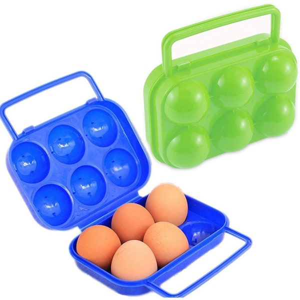 Æggekoger 2 stk bærbar æggeholder i plast (blå, grøn)