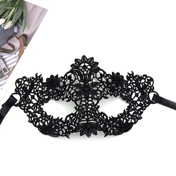 Naamioitu musta pitsinaamio Half Face Sexy White Eye Mask Halloween pukujuhlat