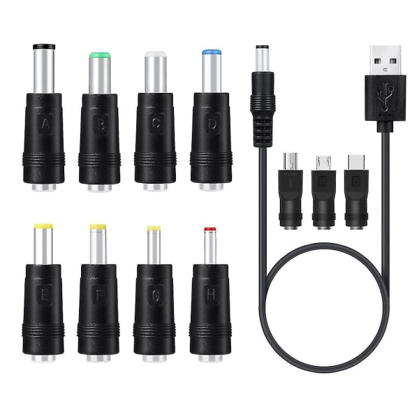 11 in1 5v USB till 5,5x2,5 mm stickkontakt power för mobiltelefon led