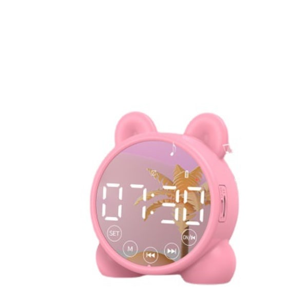 Vækkeur med Bluetooth-højttaler, natlys-vækkeur til børn, 3-niveaus lysstyrke og farverigt lys, vækkeur til børn (Pink) pink
